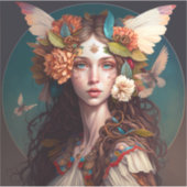 妖精の女の子ファンタジーアートステッカー シール (正面)