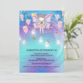 妖精の女の子魔法の誕生日ライトバタフライ 招待状 (スタンド正面)