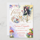 妖精の女の子 1歳の誕生日パーティー招待状 招待状 (正面)