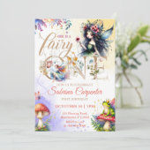 妖精の女の子 1歳の誕生日パーティー招待状 招待状 (スタンド正面)