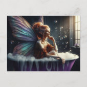妖精の女性がバブルバスに ポストカード (正面)