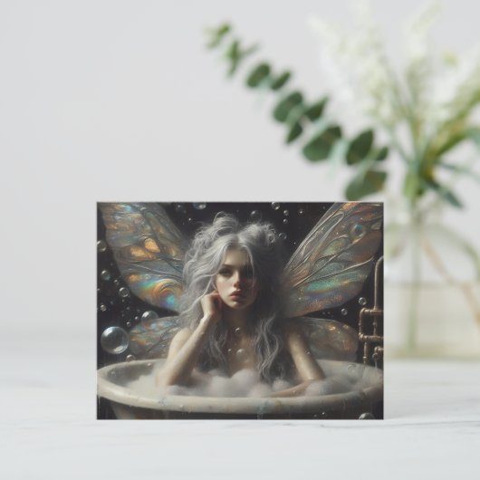 妖精の女性バブルバスの灰色の髪 ポストカード (スタンド正面)