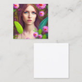 妖精の女性ポートレート超現実的な複雑なデ スクエア名刺 (正面/裏面)