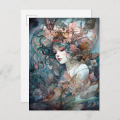 妖精の女性超現実的ファンタジーアート ポストカード (正面/裏面)