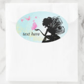 妖精の女性、蝶の妖精 楕円形シール (バッグ)