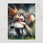 妖精の女王がペットの羊の上で眠る ポストカード (正面)
