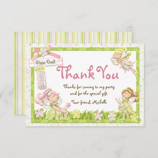 妖精の妖精の誕生会のサンキューカード サンキューカード (正面/裏面)