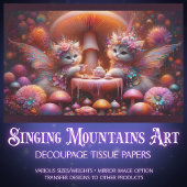 妖精の子猫のキノコ茶ファンタジーアートの切り離し 薄葉紙