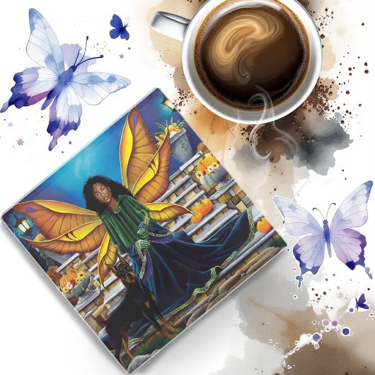 妖精の守護犬 ガラスコースター