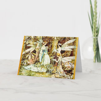 妖精の宝石と金ゴールド縁ど誕生日 カード