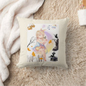 妖精の少女と鹿と蝶々のかわいいデザイン クッション (ブランケット)