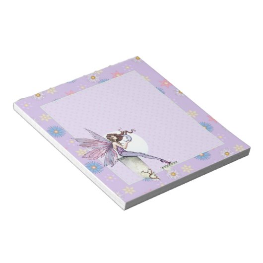 妖精の幻想芸術 淡い紫の花のノートパッド ノートパッド (アングル)