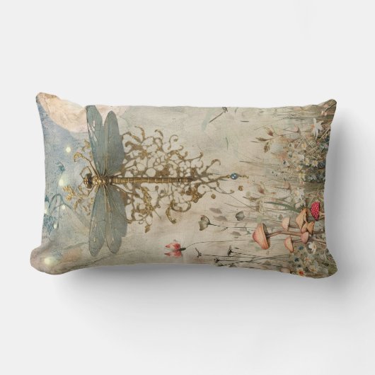 妖精の庭でトンボの月光 ランバークッション (正面)