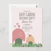 妖精の庭のキノコとハードカメと蝶 ポストカード (正面/裏面)