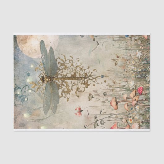 妖精の庭のデコパージュでドラゴンフライ月明かり 薄葉紙 (正面)