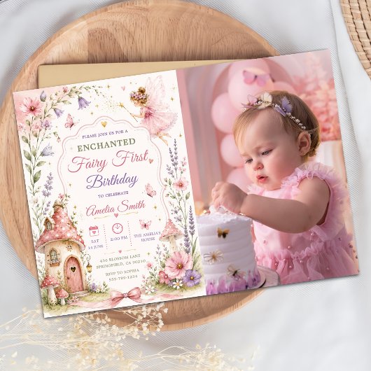 妖精の庭のフラワガールズの誕生日パーティーの写真 招待状
