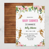 妖精の庭のベビーシャワー テーマ 招待状 (正面/裏面)