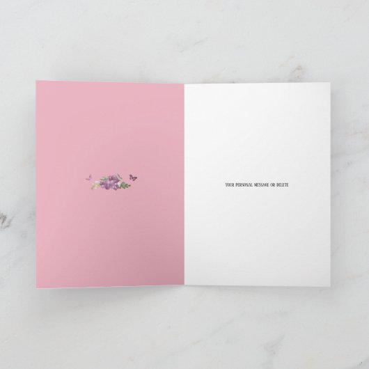 妖精の庭の女の子が、男の子のジャーライトをピンクに振る カード (内部)