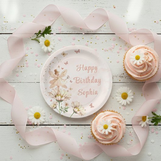 妖精の庭の女の子の誕生日パーティー ペーパープレート