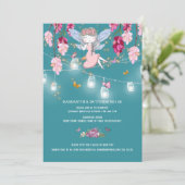 妖精の庭の女の子スイングのメイソンのjarライトピンク 招待状 (スタンド正面)