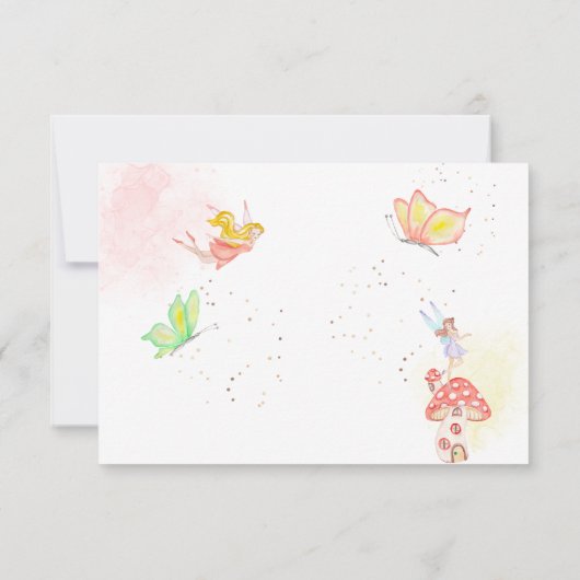 妖精の庭の水の色子供の誕生日 サンキューカード (裏面)