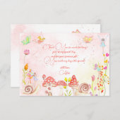 妖精の庭の水の色子供の誕生日 サンキューカード (正面/裏面)