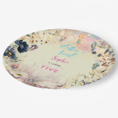 妖精の庭の水の色子供の誕生日 ペーパープレート (アングル)