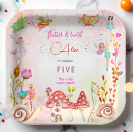 妖精の庭の水の色子供の誕生日 ペーパープレート