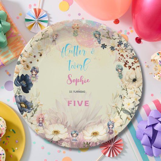 妖精の庭の水の色子供の誕生日 ペーパープレート