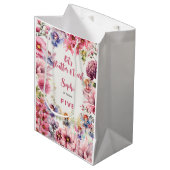 妖精の庭の水の色子供の誕生日 ミディアムペーパーバッグ (正面アングル)