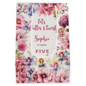 妖精の庭の水の色子供の誕生日 ミディアムペーパーバッグ (裏面)