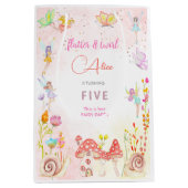 妖精の庭の水の色子供の誕生日 ミディアムペーパーバッグ (正面)