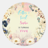 妖精の庭の水の色子供の誕生日 ラウンドシール (正面)