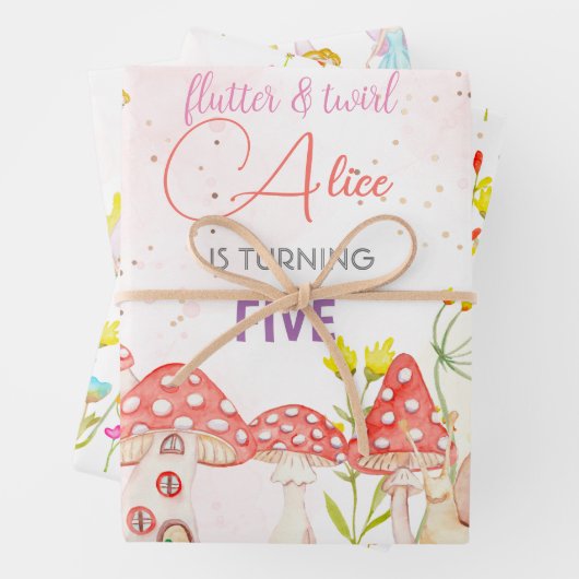 妖精の庭の水の色子供の誕生日 ラッピングペーパーシート (インサイチュ)