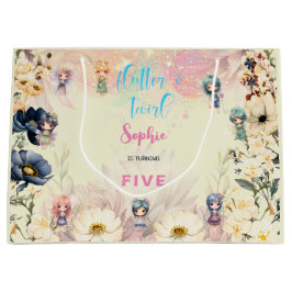 妖精の庭の水の色子供の誕生日 ラージペーパーバッグ