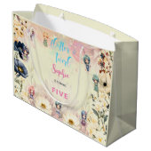 妖精の庭の水の色子供の誕生日 ラージペーパーバッグ (裏面アングル)