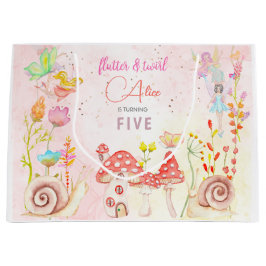 妖精の庭の水の色子供の誕生日 ラージペーパーバッグ