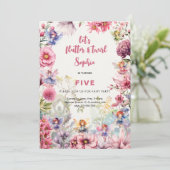 妖精の庭の水の色子供の誕生日 招待状 (スタンド正面)