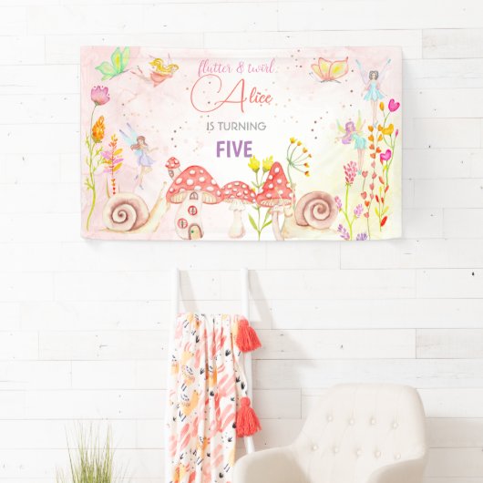 妖精の庭の水の色子供の誕生日 横断幕 (インサイチュ)