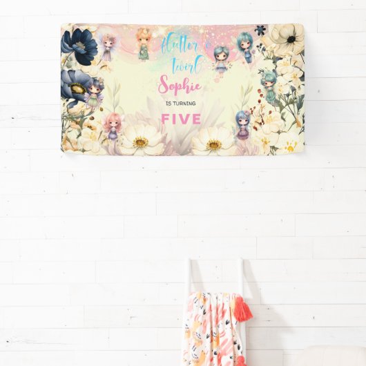 妖精の庭の水の色子供の誕生日 横断幕 (インサイチュ)