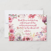 妖精の庭の水彩画の子供の誕生日 サンキューカード (正面)