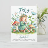 妖精の庭の茶のキノコが赤ちゃんの女の子シャワーを枯らす 招待状 (スタンド正面)