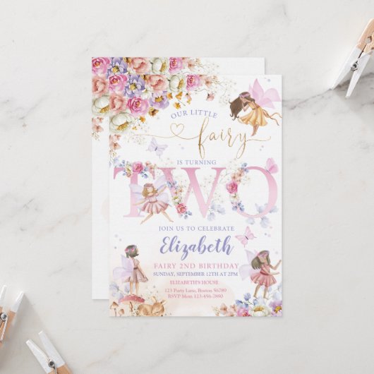 妖精の庭の誕生日 妖精の森 招待状 (正面/裏面インサイチュ)