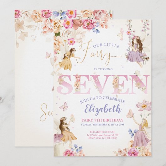 妖精の庭の誕生日 招待状 (正面/裏面)