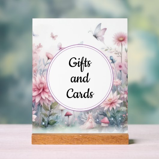 妖精の庭の贈り物とカード アクリルサイン (ニュートラル)