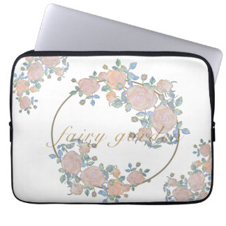 妖精の庭エレガントのバラの花のパターン ラップトップスリーブ