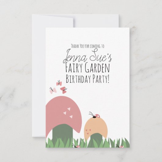 妖精の庭マッシュルームLadybugs蝶 サンキューカード (正面)