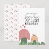 妖精の庭マッシュルームLadybugs蝶 サンキューカード (正面/裏面)