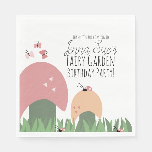 妖精の庭マッシュルームLadybugs蝶 スタンダードランチョンナプキン (正面)