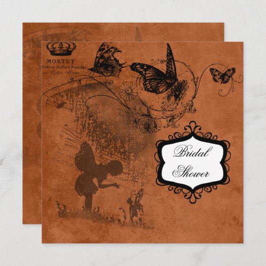 妖精の庭園の結婚式のブライダルシャワーの招待状 招待状 (正面/裏面)